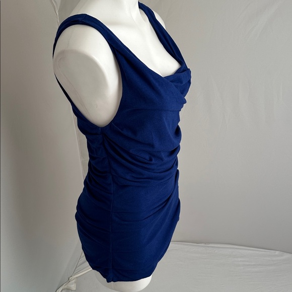 Express blue ruched stretch modal blend sleeveless top - Picture 2 of 10